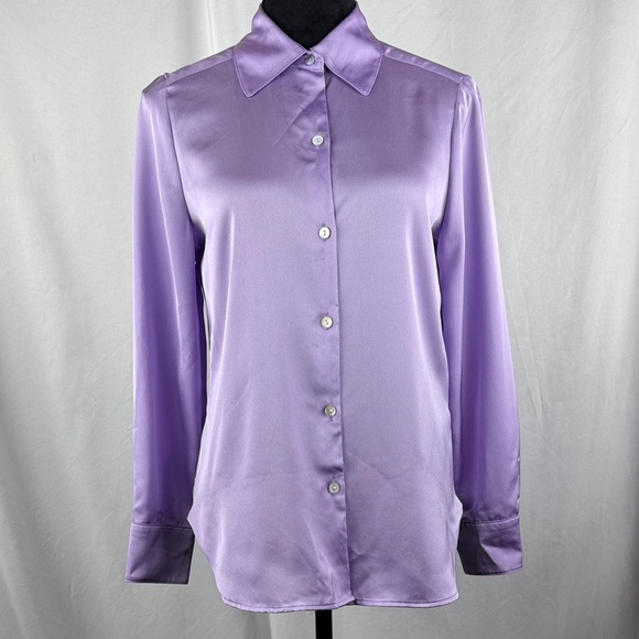 M&S Collections Tops - M&S Collections Lavender Satin Button Down Top